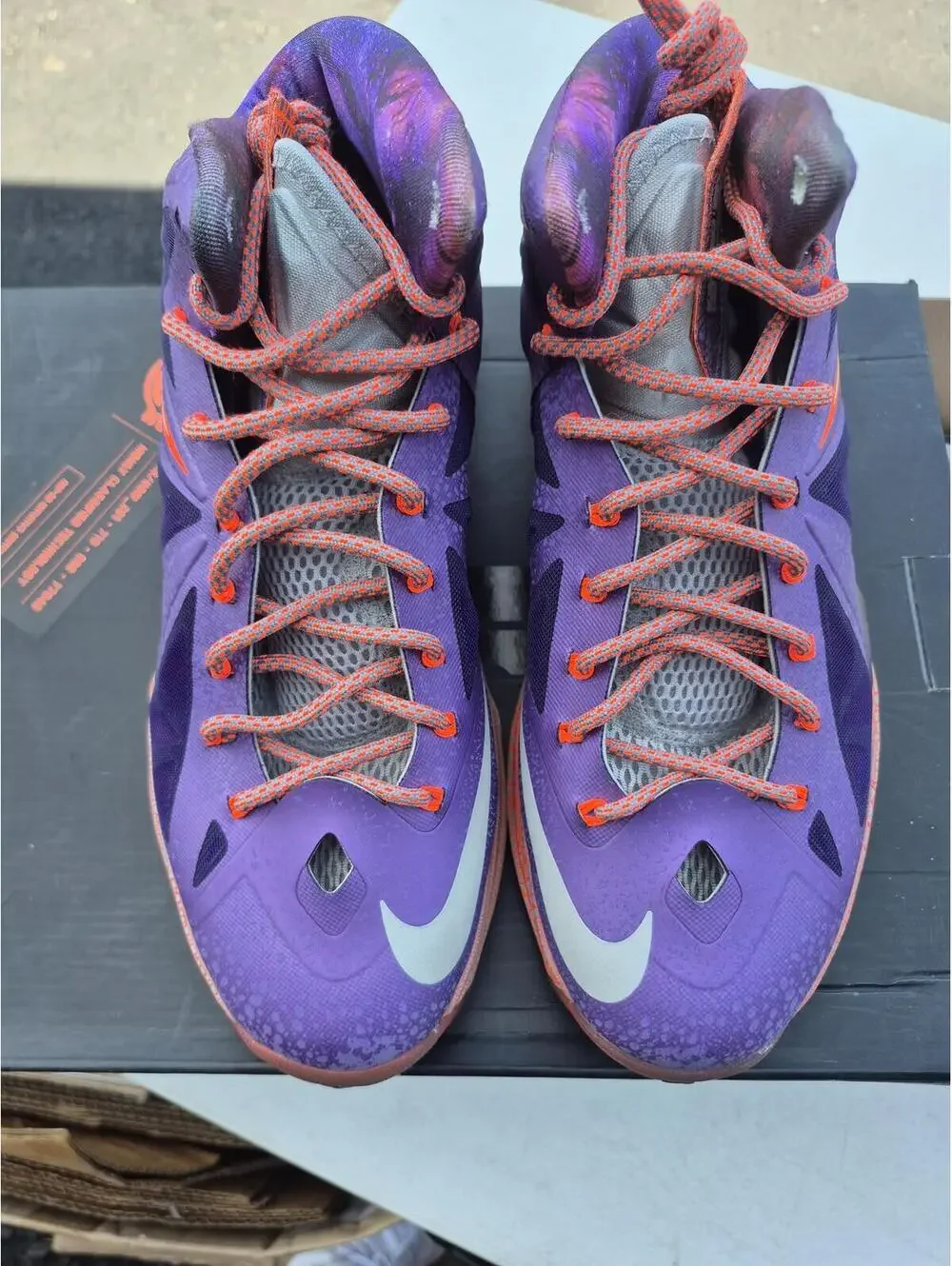 Nike LeBron 10 Basketball Shoes Purple Orange Size 10